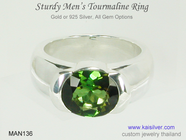 green gem wedding ring for men