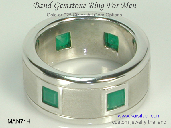 emerald wedding ring men's 